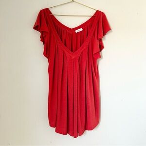 Bucketlist Women’s Coral V-Neck Flutter Sleeve Blouse